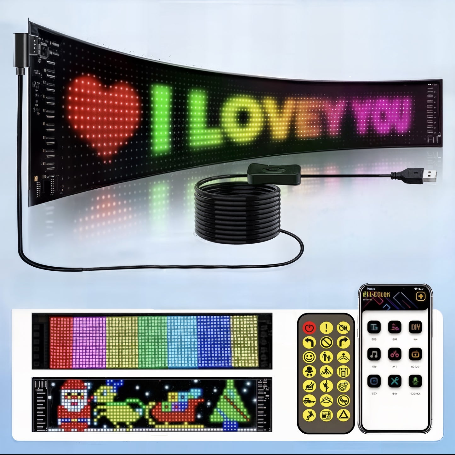 LUX Scrolling Huge Bright Advertising LED Signs, Flexible Bluetooth App Control Custom.