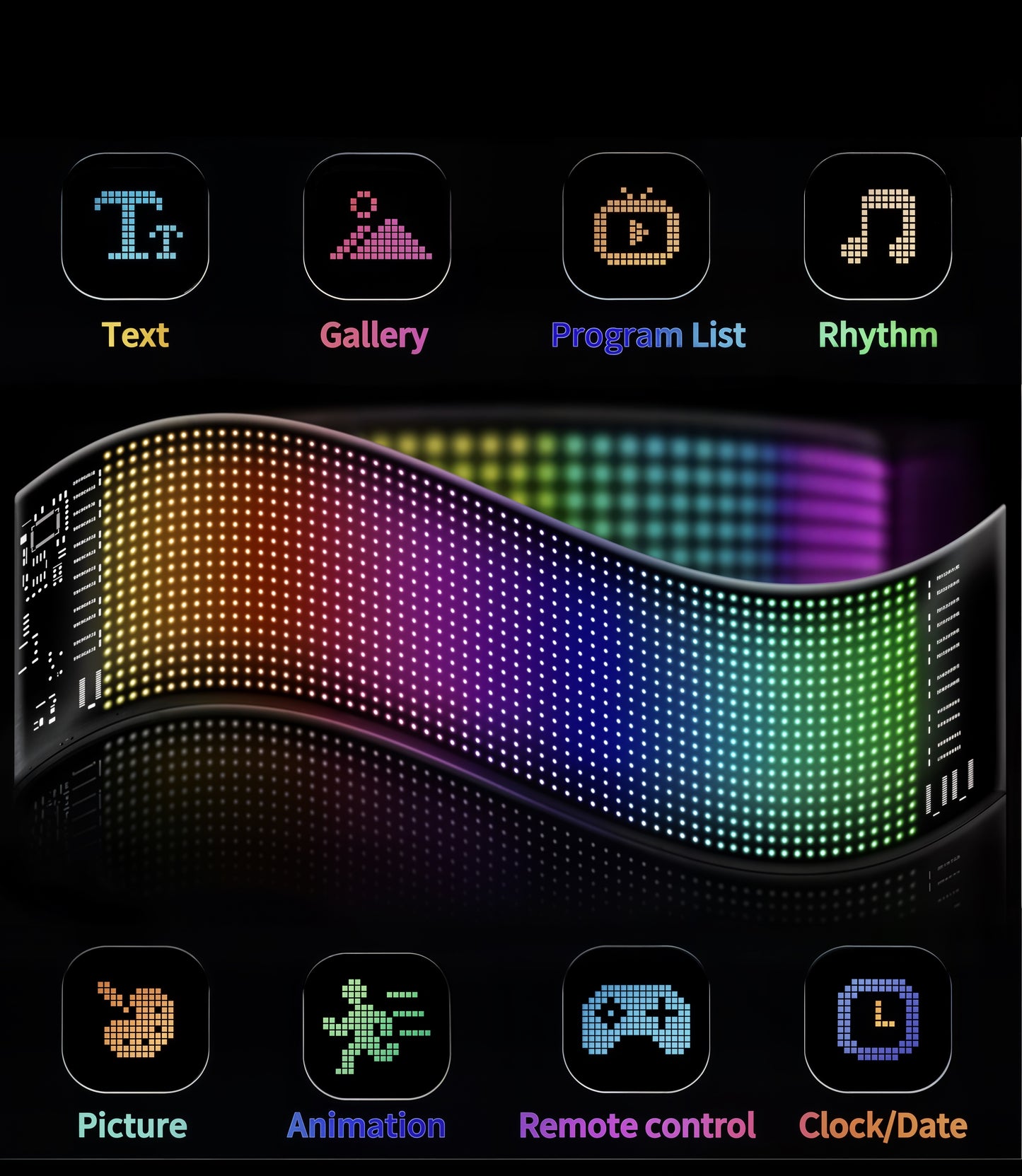 LUX Scrolling Huge Bright Advertising LED Signs, Flexible Bluetooth App Control Custom.