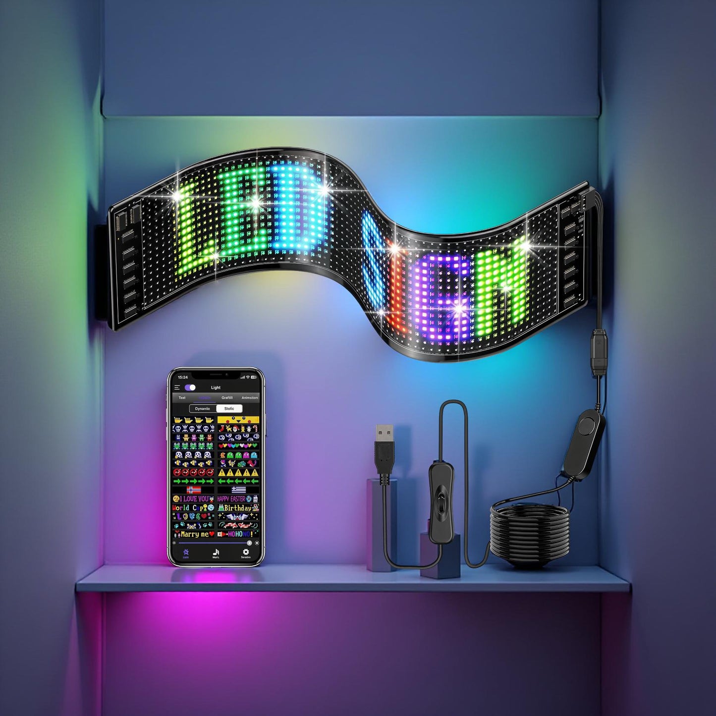 LUX Scrolling Huge Bright Advertising LED Signs, Flexible Bluetooth App Control Custom.
