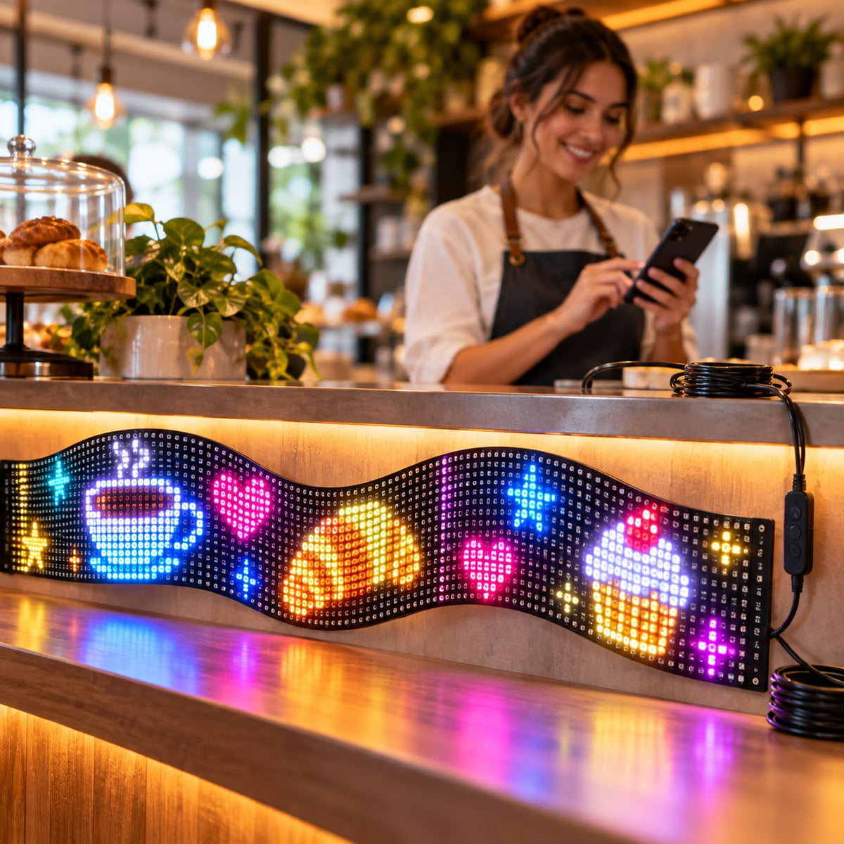 LUX Scrolling Huge Bright Advertising LED Signs, Flexible Bluetooth App Control Custom.